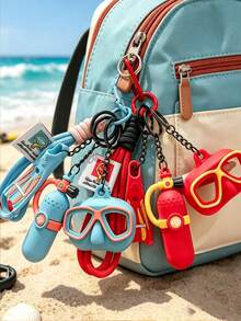 1pc Colorful Summer Fun Fins And Diving Mask Keychain, Creative And Stylish Exquisite Bag Charm For Men, Women, And Couples, Beach And Ocean Themed - Multicolor - View 4