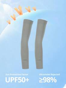 CAMEL CROWN Summer New Cool-Touch UV Protection Arm Sleeves With Finger Holes, Thin Ice Silk Sun Protection Sleeves, Ideal For Women, Perfect For Cycling - Grey - View 4