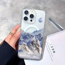 Mountain Oil Painting Pattern Mobile Phone Case Is Suitable For IPhone16 15 14 13 12ProMAX Soft Edge 11 Shock-Proof Protective Case, Suitable For Gifts For Male And Girlfriend - 無色 - 查看 1