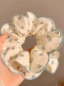 1pc Women's Floral Sweet Fashion Casual Flower Lace Hair Scrunchie, Suitable For Daily Wear - Beige - View 4