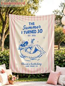 Personalized "Happy Birthday" Tapestry With Name, Custom Multi-Colored Striped Birthday Backdrop Banner, Photo Wall Decoration For Birthday Parties, And Beautiful Home Decor. - Multicolor - View 8