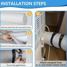 Portable Air Conditioner Hose Protective Sleeve, Exhaust Pipe Insulation Sleeve And Hose Cover, Made Of Insulated Air Conditioner Hose Sleeve, Easy Installation, Comes With 3 Adjustable Grey Straps - A - View 4