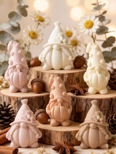 Autumn Pumpkin Faceless Gnome Silicone Molds, 2 Styles: Braided Hair Pine Cone Hat And Pumpkin Hugging Pointed Hat Gnome Design, Suitable For Soy Wax, Cement, Resin, Aromatherapy Plaster Casting, DIY Plaster Diffuser Stone, Halloween Desktop Decor, Holiday Gift Molding, High Flexibility Silicone Easy Demolding