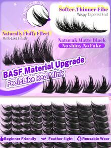 EYELASH EVOLUTION 108pcs Fluffy Cluster False Eyelashes, 8-16mm Length, Pointed Cluster Lashes, Thickened Segmented Clusters, D Curl, Exaggerated Long Style, Professional Salon Quality, Suitable For All Makeup Looks, Reusable, Easy To Wear, Perfect For Makeup Enthusiasts - View 3