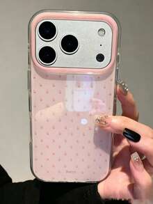 可愛粉色波點圖案亮面果凍手機殼，適用於 iPhone 17 Pro Max 16 Pro Max 17 16 15 14 13 12 Pro Max 11，可愛防震軟殼背蓋 - 粉色 - 查看 3
