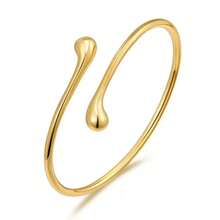 4pcs Luxury Glossy Wavy Water Drop Open Cuff Bracelets, Personalized S-Shaped Adjustable Arm Rings, Gold Arm Accessories For Beach Vacation Outfit - Gold - View 3