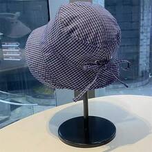 1pc/1set Japanese Style Plaid Bucket Hat For Women, Summer Outdoor Sun Protection Fashion Versatile Sun Hat - Multicolor - View 8