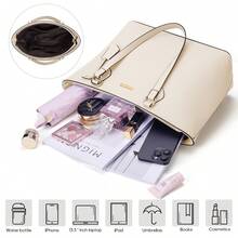 UKEIN 4PCS Women Fashion Handbags Purses Wallet Tote Shoulder Bags Casual Crossbody Bags, Best Valentine's Day Gift For Ladies Girls, Satchel Purse Set 4pcs - 白色 - 查看 5