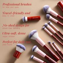 BS-MALL Professional 20pcs High-Quality Dopamine Makeup Brushes, Aesthetic Pink & Red Professional Set With Large Travel Bag, Skin-Friendly Soft Brushes For Daily Full Face Makeup - Rose Red - View 2