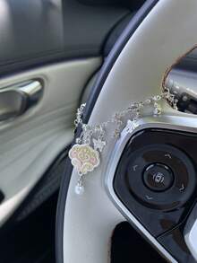 1件如意蝴蝶吊墜水鑽蝴蝶流蘇車用方向盤裝飾鏈，合金磨砂銀滴油水鑽蝴蝶流蘇鏈，通用包包掛飾鏈，車用方向盤掛鏈，適合日常使用與送禮 - A - 查看 5