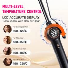 Hatteker 1pc 9MM Rotating Curling Iron, Digital Temperature Control Hair Styler, Wool-Like Curly Hair Styling Tool - View 5