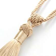 1/2 Set Handmade Braided Single Rope Tassel Curtain Tiebacks, Creative Easy-To-Hang Curtain Storage Straps, Adjustable, Rope Decor Set For Bedroom And Dining Room - Multicolor - View 10