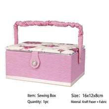Floral Striped Sewing Basket, Fabric Sewing Accessories Storage Box,Portable Fabric Sewing Box With Handle, Multi-Size Storage Organizer For Sewing Accessories - Multiple Specifications - View 14