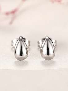 1 Pair Minimalist Stud Earrings, Women's Wedding Anniversary Accessory Gift - Silver - View 2