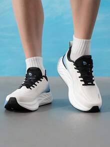 XTEP Men's Running Shoes Shadow Engine 5.0 New Gradient Breathable Fitness Training Running Shoes 974319110058 - Sail White/Cornflower Blue/Black - View 3