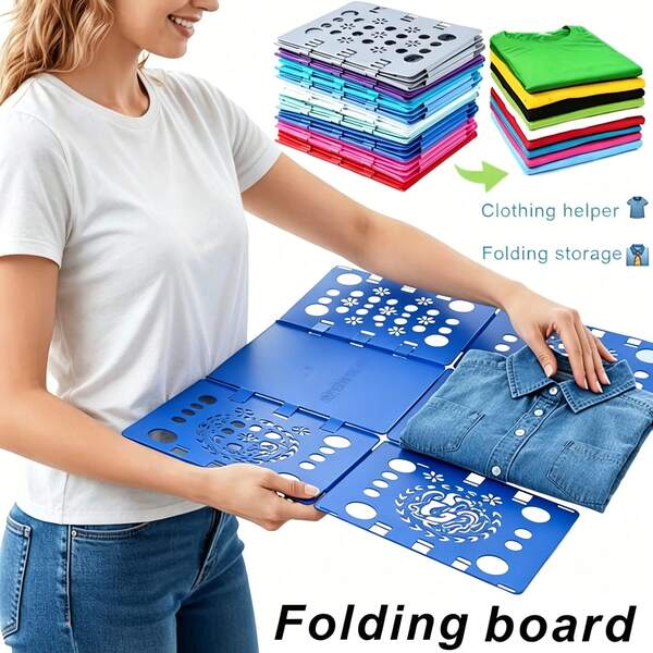 A Convenient Folding Board For Quick Clothing Storage, Made Of Durable Plastic With Vibrant Patterns. Its Space-Saving Design Allows For Efficient Organization Of Clothes, Seasonal Clothing Storage, Lazy Adult Quick Folding Clothes Artifact
