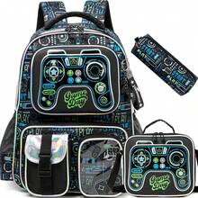 3-In-1 Backpack Set For Boys, Includes Crossbody Bag And Pencil Case, Suitable For Students And Teenagers - Black - View 2