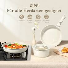 GiPP 21-Piece Upgraded Pan And Pot Set With Detachable Handle, Enlarged Pot Sizes, Ceramic Cookware Set, Stackable, For Induction And All Hobs, White - 查看 7