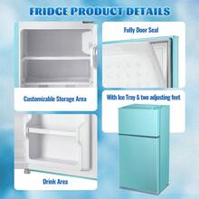 WANAI 2.4 Cu.Ft Mini Fridge With Top Freezer, Refrigerator For Personl Use Dorm Fridge With Egg Tray, Removable Shelves,7 Temperature Control Silver - US B Type Plug(110-127V) - View 4