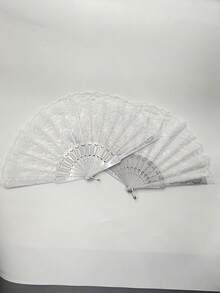 1pc Vintage French Lace Tassel Folding Hand Fan, Fashionable And Portable, Suitable For Summer Dance - Multicolor - View 8
