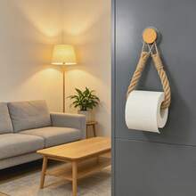 10pcs Handmade Jute Rope Toilet Paper Holder, Vintage Style Hook, Wall-Mounted Towel Ring, Toilet Paper Holder With Hook, Towel Rack, Natural Jute Rope, Bathroom Accessories - Multicolor - View 7