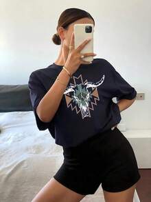Women T-Shirts - 深藍色 - 查看 5