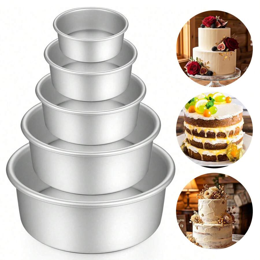 Round Cake Mold Non-Stick Baking Pan Suitable For Various Desserts Aluminum Rolled Edge Suitable For Chiffon Cake And More - Multicolor - View 1
