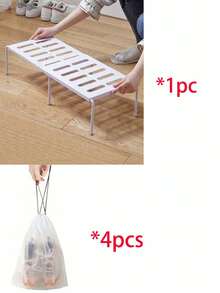 Expandable Shoe Rack, Multi-Functional Space-Saving Shoe Storage Rack, Closet Shelf Organizer, Double-Layer Desktop Storage Rack, Kitchen Dish Cup Utensil Drying Rack - Multicolor - View 13