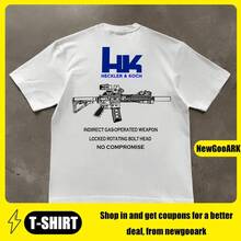 Nuova Collezione di T-Shirt 2026: T-Shirt da Uomo con Grafica H&K HK416, 100% Cotone, Assorbente del Sudore, Traspirante, Alta Qualità, Maglietta Casual per Movimenti Facili - Bianco - Visualizzare 5
