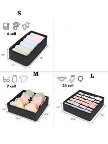Caja de almacenamiento de ropa interior, caja de almacenamiento con divisor para ropa interior y calzoncillos - Negro - Ver 7
