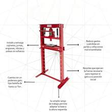 Prensa Hidraulica 12t Gato Hidraulico Industrial Rojo,Estructura de Acero Reforzado con Gato Central y Niveles Ajustables para Taller Mecánico,Prenas de Rodamiento de Marco en H y Junta en U - Rojo - Ver 3