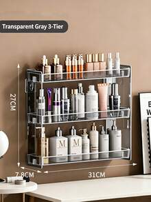 Transparent Cosmetic Storage Rack Display Stand, No Drilling Required For Large Capacity Skincare And Perfume Display, Suitable For Bathroom, Bedroom Tabletop Cosmetic And Nail Polish Storage Box - Clear - View 9