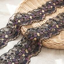 1/3" 13cm Wide 3D Floral Embroidered Lace Trim With Sequins And Beads, Fan-Shaped Edge Transparent Mesh Lace Trim, Suitable For Sewing DIY Crafts, Bridal Wedding Veil, Underwear, Clothing Accessories, Vintage Elegant Lace Trim - Multicolor - View 7