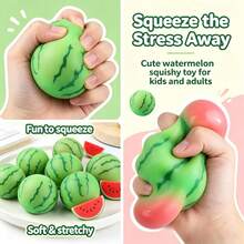 Bright Cartoon Watermelon Squishy Toy, Cool Smooth Surface Squeeze Toy, Reusable Stress Relief Toy, Summer Home Gift - Multicolor - View 8