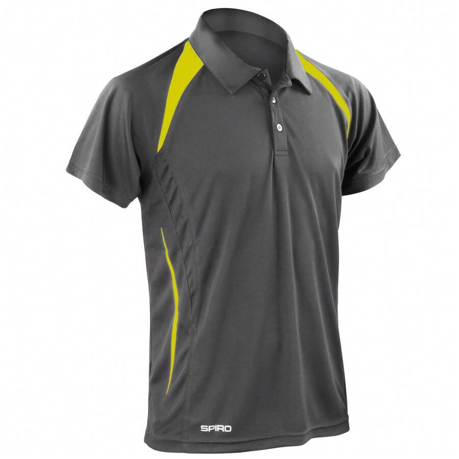 Spiro Mens Team Spirit Polo Shirt - Grey/Lime - View 1