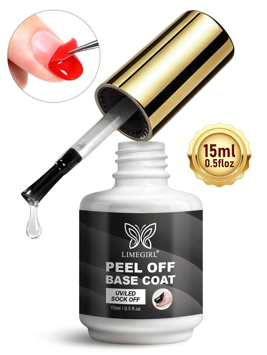 LIMEGIRL Base Coat de Esmalte de Gel Descascável, 15ml Base Descascável Transparente, Adequado para Lâmpadas de Unhas UV LED - Visão 1