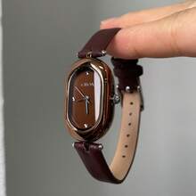 Đồng hồ nữ CILOA 1 chiếc thiết kế ngách hình khối đường tối giản, chống nước, máy quartz, giao ngẫu nhiên 1 trong 2 kiểu logo - màu nâu - Xem 5