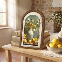 1/4pcs Arched Wooden Sign Rustic Style Wooden Yellow Lemon Art Desktop Decor Wall Hanging Ornament, Suitable For Kitchen Dining Room Farmhouse Home Vintage Kitchen Decoration - Lemon - View 7
