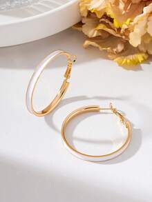 1 Pair Elegant Fashion Geometric Enamel Earrings Suitable For Women's Daily Wear - Hoop Earrings - View 12