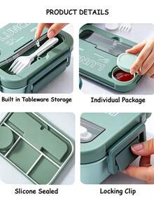 1300ml Multi-Color Divided Leak-Proof Bento Box, Multi-Compartment Meal Separation To Prevent Flavor Mixing, Strong Sealing Buckle Leak-Proof, Portable Lightweight Easy To Store. Large Capacity Suitable For Main Meals And Snacks, Portable Lunch Box For Office Workers And Students, Suitable For Back To School, Travel, And Office Use. - Multicolor - View 2