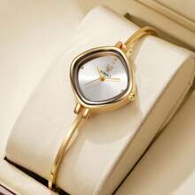 Bestselling Niche Diamond Thin Strap Watch For Women, Multi-Color Gradient Sunburst Small Dial Delicate Bracelet Watch, Light Luxury Minimalist Commuter Versatile Quartz Wristwatch, Gift - Gold - View 12