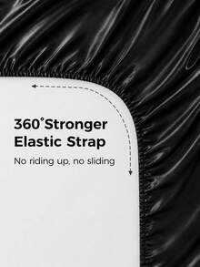 1pc Solid Color Satin Fitted Sheet, Silky Soft Skin-Friendly Breathable Bedding, Elastic Deep Pocket Fitted Sheet, Machine Washable Easy Care, Suitable For Twin/Full/Queen/King Bed, Bedroom Decor - Black - View 7
