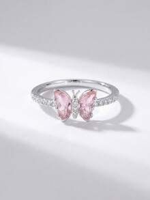 1pc S925 Sterling Silver Cubic Zirconia Butterfly Ring, Eternal Ring, Delicate Jewelry Gift, Daily Accessory, Engagement/Wedding Gift - Style 1 - View 3
