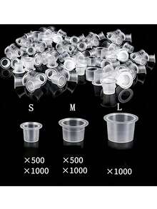 500/1000pcs S/M/L Disposable Tattoo Stickers (Without Base), Ink Cups, Plastic Pigments, Transparent Holders, Container Lids, Permanent Makeup Semi-Permanent Eyebrow Tattoo Supplies - Clear - View 6
