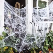 Decoração de Teia de Aranha de Halloween, Aranhas Falsas Grátis, Teia de Aranha Super Elástica, Adequada para Suprimentos de Festa de Halloween Interna e Externa, Aplicável a Paredes, Janelas, Portas e Decorações de Festa, Perfeito para Criar Decoração de Festa de Halloween Assustadora, Adequado para Decoração de Bar de Terror de Halloween e Natal, Escolha Ideal para Celebrações de Halloween e Itens Únicos - Multicolorido - Visão 6