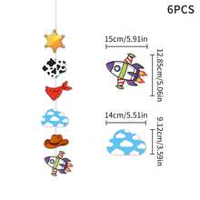 Story Birthday Party Banner, 6/12/24pcs Cartoon Pattern With Durable Fishing Line, Western Space Theme Party Decoration, Toy Birthday Decor, Bedroom Decoration - A - View 11