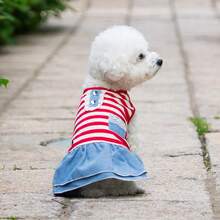 1pc Pet Dress, Breathable Striped Dog Princess Dress For Summer And Autumn, Lace Pocket Double Layer Hem, Pet Clothes For Teddy, Yorkshire Terrier And Small Dogs - Multicolor - View 19