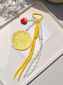 Fashionable Versatile Strawberry Lemon Pendant, Resin Lemon Slice Personalized Design, Realistic Fruit Lemon Slice Orange Slice Keychain Bag Charm Creative Fruit, Fashionable Versatile Bag Charm, Color-Block Bag Charm, Cute Lightweight Keychain, Suitable For Shopping, Dating, Daily Commute And Work, Holiday Birthday, Teacher's Day Perfect Gift - Multicolor - View 13