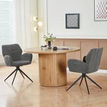 Set Of 2 Rotating Dining Chair With Metal Legs, Dark Grey - 深灰色 - 查看 11