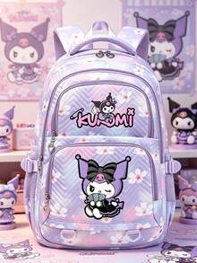 SANRIO 1件 Kuromi 印花女款時尚後背包，紫色大容量尼龍材質，可調節肩帶，適合返校、旅行與日常使用 - 彩色 - 查看 4